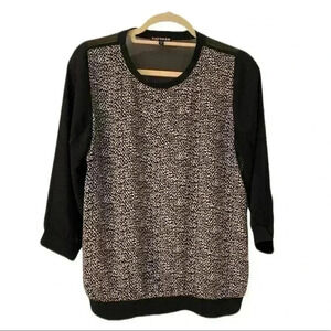 Express Sheer Black Crew Neck Blouse